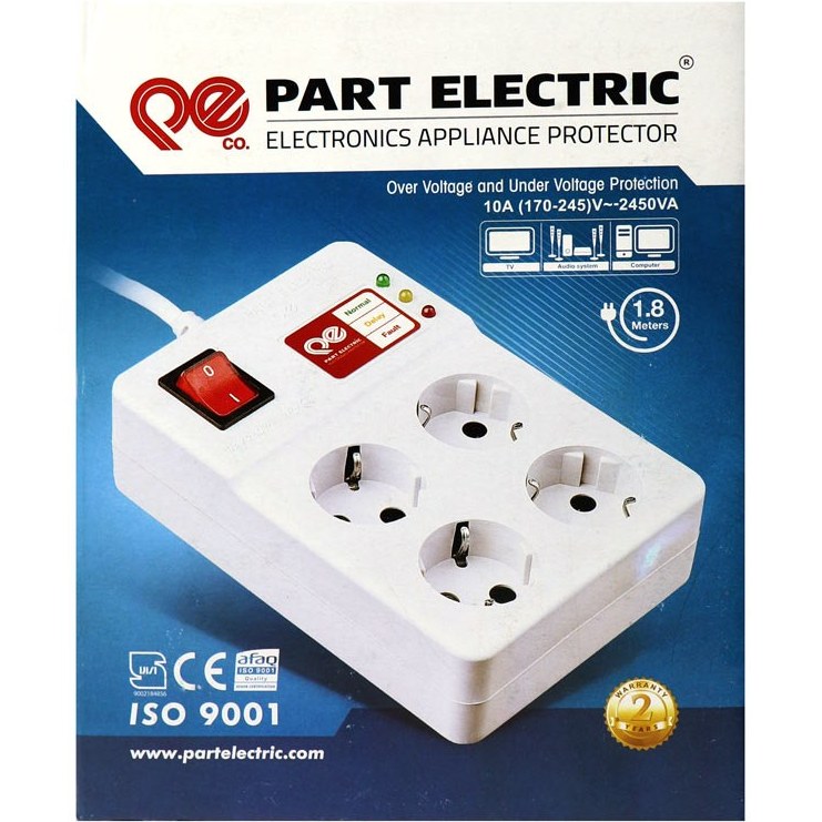محافظ برق پارت الکتریک مدل PE2204 چهار خانه با کابل ۱.۸ متری ارت دار