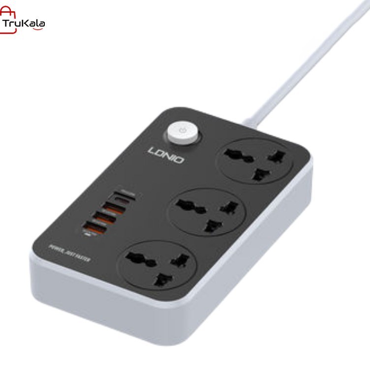 چندراهی برق الدینیو مدل SC3412 ارت دار با کابل ۲ متری و ۳ خروجی