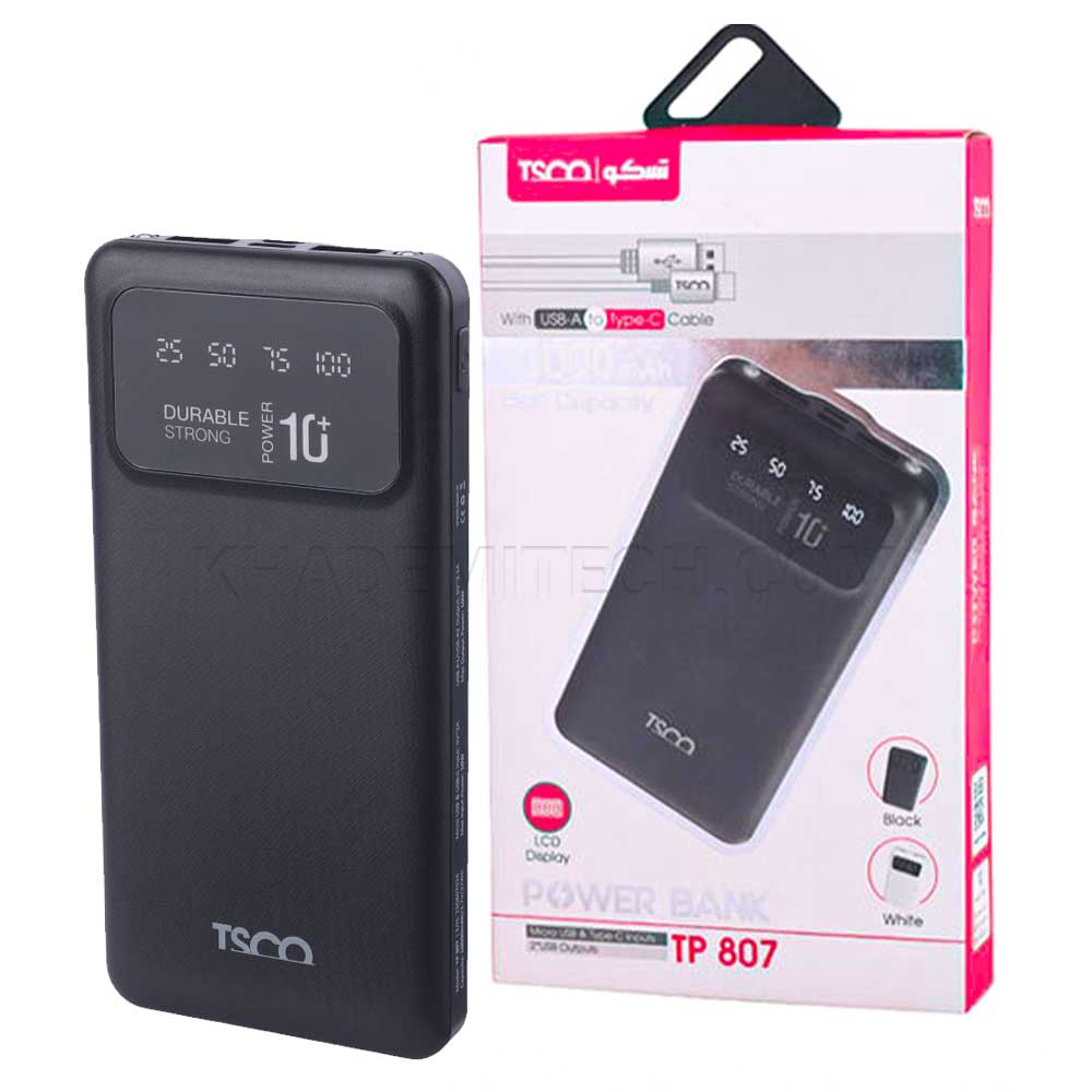 پاور بانک تسکو TP807 ظرفیت ۱۰ هزار میلی آمپر ساعت