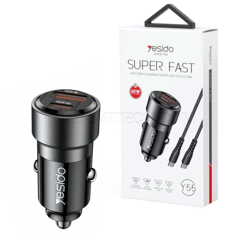 شارژر فندکی یسیدو Y55 همراه کابل